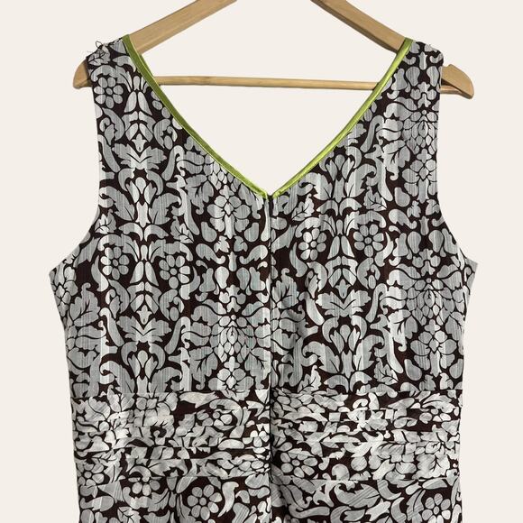 Vintage Robbie Bee Brown White Floral Sleeveless Cotton A-line Dress 16 - Picture 7 of 9